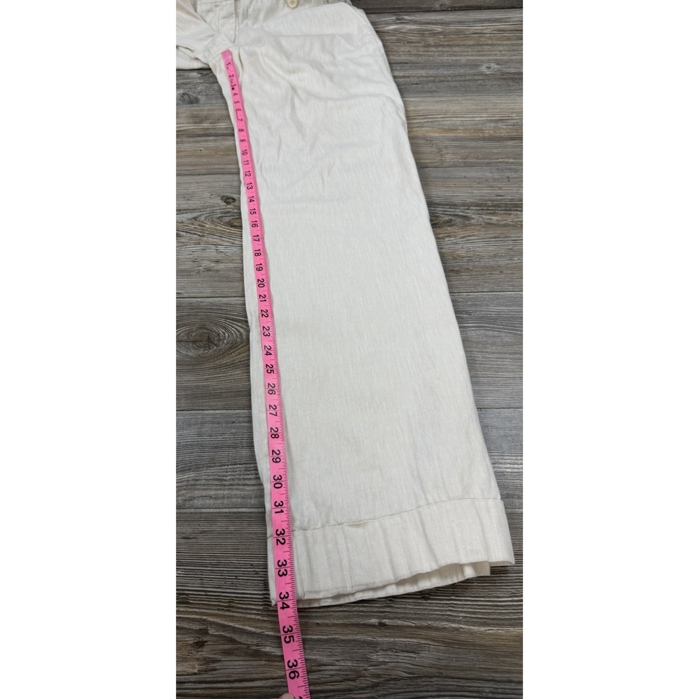BCBG Maxazria Trouser Pants Beige Linen Blend Wide Leg Size 8 Coastal Preppy - Picture 9 of 13